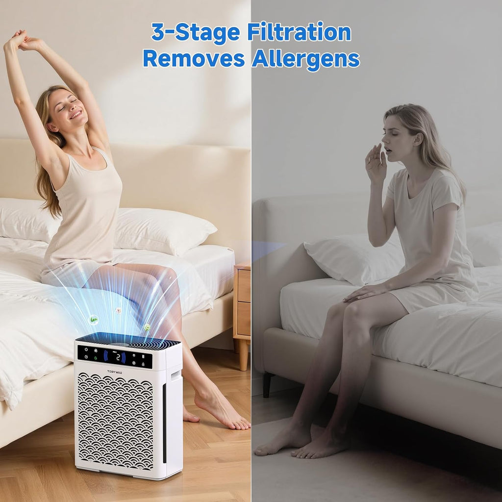 Air Purifiers for Home, Large Room up to 3000 Ft², HEPA Air Purifier for Home Pets with Filter, Air Quality Sensor, Timer, Air Cleaner for Bedroom, Dorm Room, Pet Hair, Office
