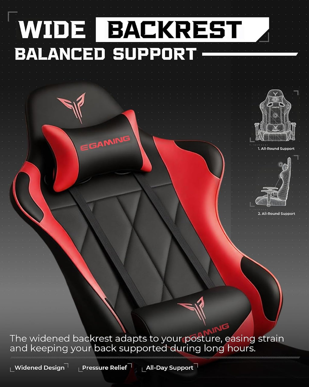 GTPLAYER Gaming Chair, Big and Tall Video Game Chair with High Back PU Leather, Home Office Ergonomic Computer Chair with Footrest, Adjustable Height, 360° Swivel Wheels for Adults and Teens
