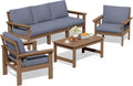 SERWALL HDPE Patio Conversation Set, 6-piece Sectional Outdoor Furniture Set, All Weather Outdoor Couch Set Patio Furniture Set for Deck, Lawn, Grey Frame with Grey Cushion