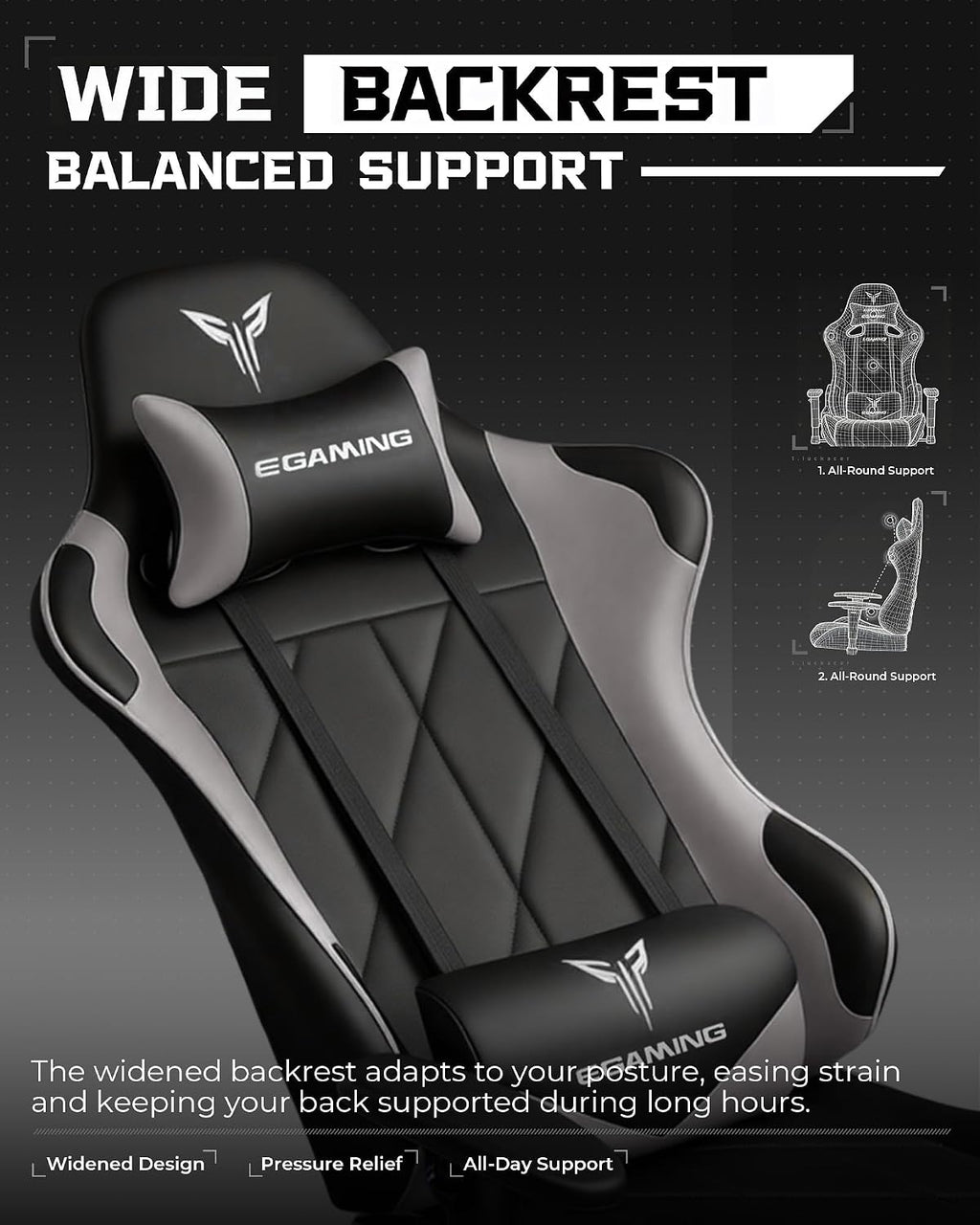 GTPLAYER Gaming Chair, Big and Tall Video Game Chair with High Back PU Leather, Home Office Ergonomic Computer Chair with Footrest, Adjustable Height, 360° Swivel Wheels for Adults and Teens