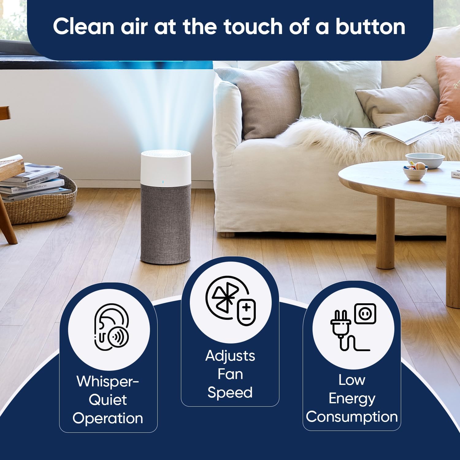 BLUEAIR Bedroom Air Purifier, Air Cleaner Dust Pet Dander Smoke Mold Pollen Bacteria Virus Allergen, Odor Removal, for Home Office Kitchen, Washable Pre Filter, HEPASilent, Medium Room, Blue 311 Auto