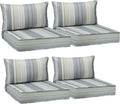 AAAAAcessories Outdoor Seat Cushions for Chairs, Fade-Resistant, Waterproof Patio Furniture Replacement Cushions, 24' x 24' x 5' + 24' x 13.5', Set of 4, Ash Blue Harbor Stripe