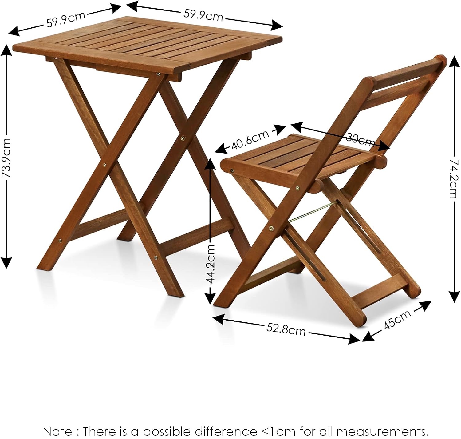 FURINNO Tioman Hardwood Patio Furniture Set C 3 Piece Bistro Set, Natural