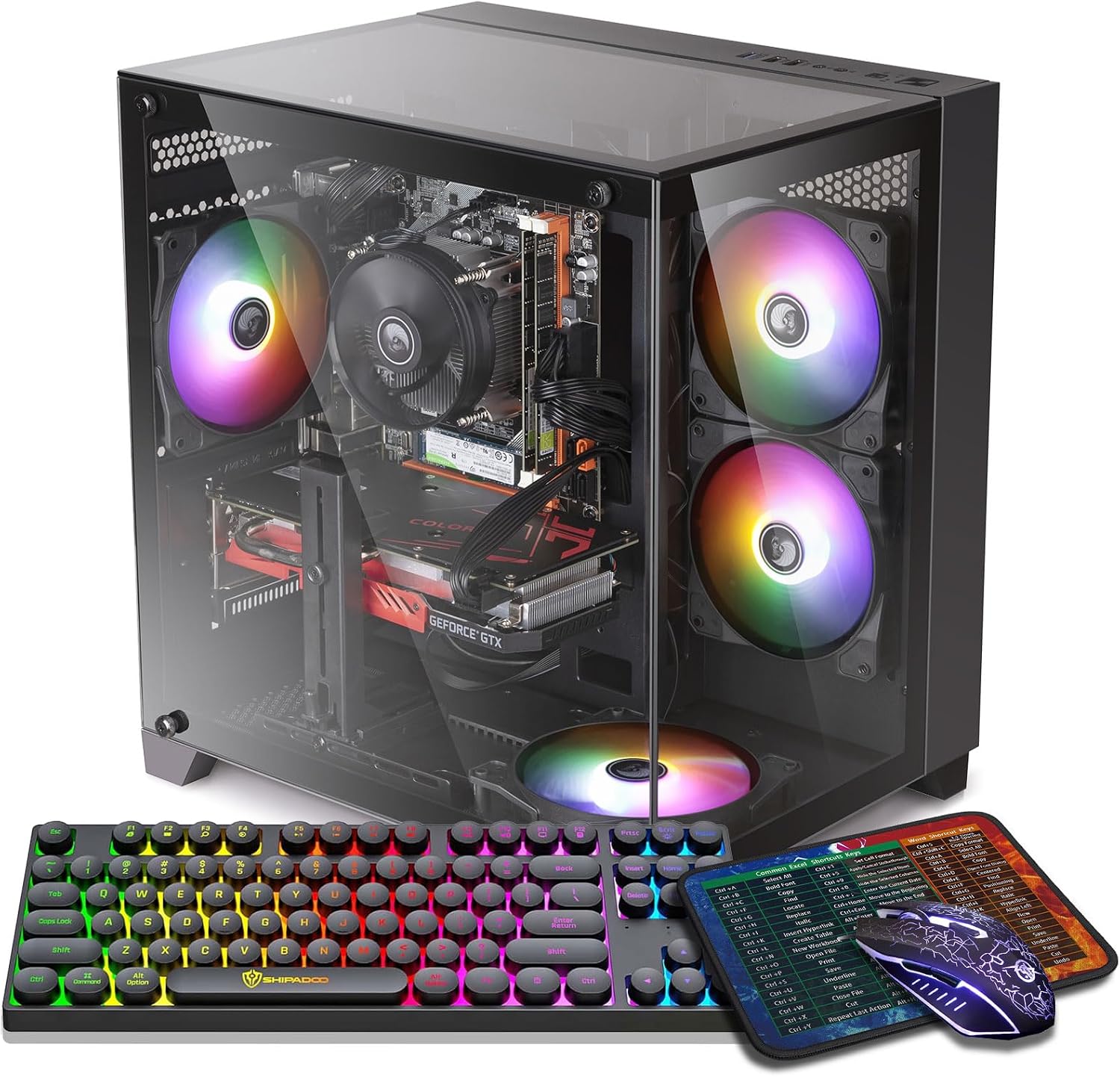 ZER-LON Prebuilt Gaming PC Desktop, Ryzen 5 6Cores up to 4.2GHz, Radeon RX 590 8GB Graphics Card, 16G DDR4 RAM, 512GB SSD, WiFi RGB Fan x5