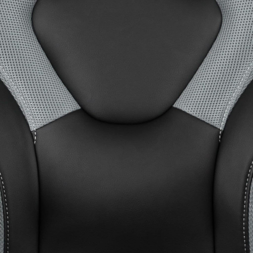 Flash Furniture X10 High-Back LeatherSoft Racing Style Gaming Chair with Flip-Up Arms, Ergonomic Padded Swivel Computer Chair, Gray/Black