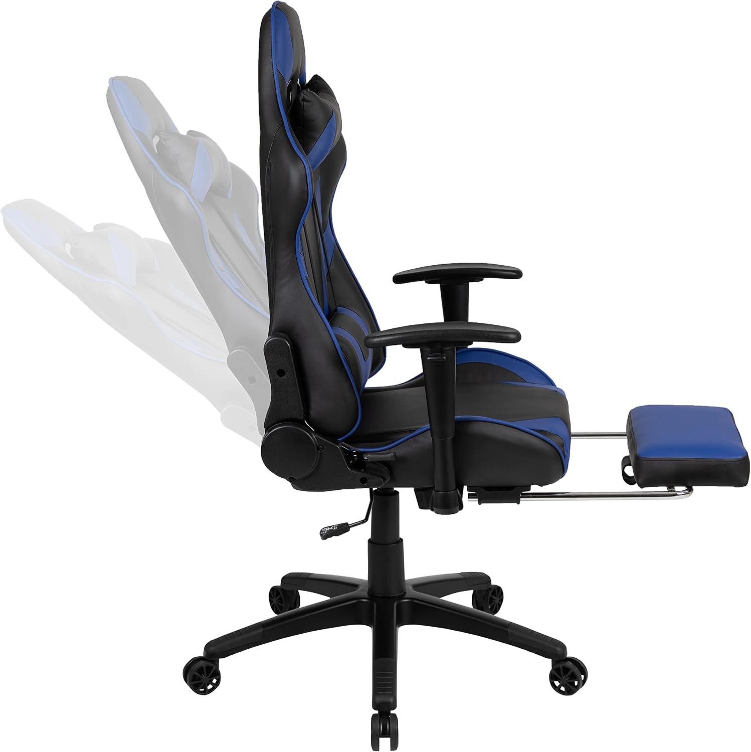 Flash Furniture Red Gaming Desk with Cup Holder/Headphone Hook & Blue Reclining Gaming Chair with Footrest