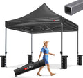 Heavy Duty Pop Up Canopy Tent-8 Drainage Holes,Waterproof & UPF 50+,4 Sandbags,8 Stakes for Commercial,Outdoor Events Instant Set Up,(Black 10x10)