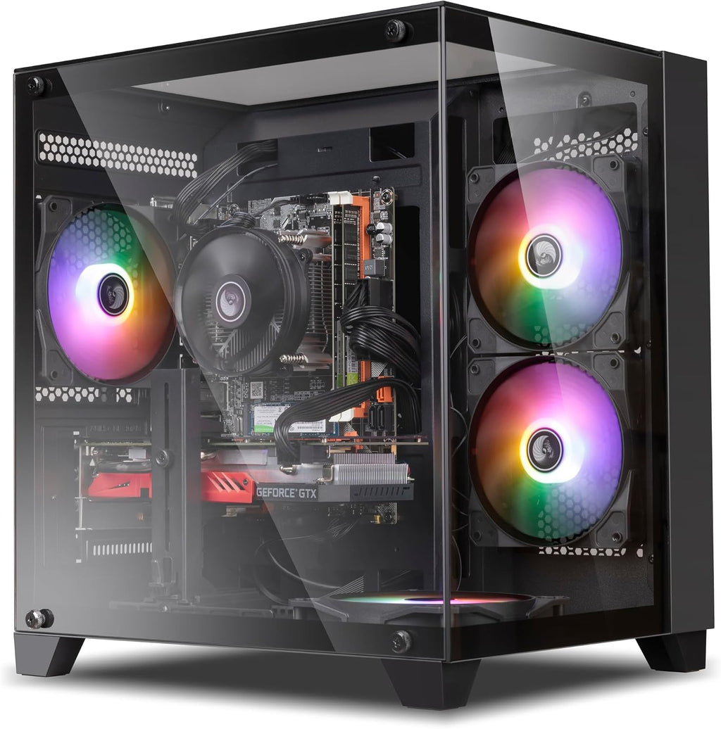 Prebuilt Gaming PC Desktop Computer,Intel Core i5 Desktop,Operating at A Frequency of 3.2-3.6 GHz,RX550 Graphics Card with 4GB GDDR5 Video Memory,16GB RAM, 512GB NVME SSD,WiFi5,RGB Fan x4 Windows 11