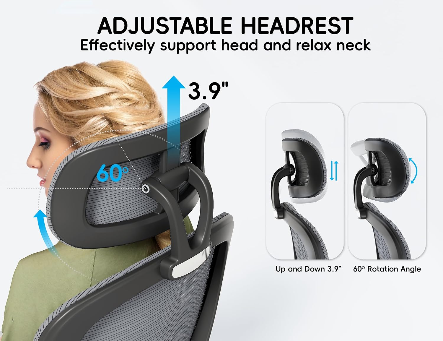 TRALT Office Chair - Ergonomic Office Chair with Back Support, Home Office Desk Chairs, 330lbs Wide Seat Big and Tall Office Chairs with Headrest, Comfy Desk Chairs (Grey Black)
