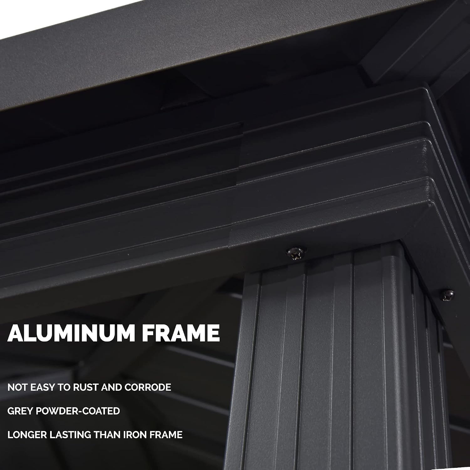 PURPLE LEAF 6.5' X 10' Hardtop Grill Gazebo for Patio Permanent Aluminum Barbeque Shelter Gazebo Canopy with Ceiling Hook and Shelves Double Tiered Grey Outdoor BBQ