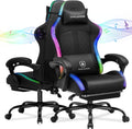 GTPLAYER RGB Gaming Chair with Speakers - LED Computer Game Chair for Adults, PC Home Office Chairs with Footrest & Lights, Reclining Desk Chairs, Dark Black