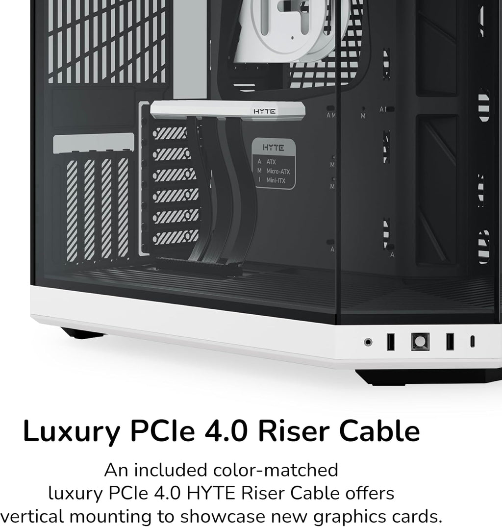 Hyte Y70 Upgraded Modern Aesthetic Dual Chamber Panoramic Tempered Glass Mid-Tower ATX Computer Gaming Case with PCIE 4.0 Riser Cable Included, White (CS-HYTE-Y70-BW)