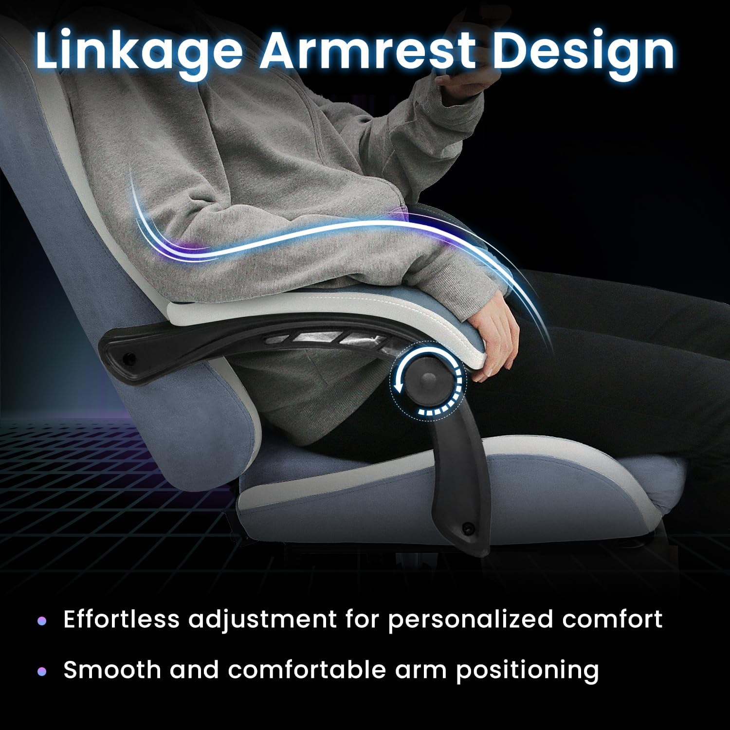N-GEN GAMING Video Gaming Chair Office Computer Desk Use Ergonomic Reclining Backrest Adjustable Armrests Lumbar Support Footrest High Density Foam Breathable Fabric Heavy Duty Base (Blue)