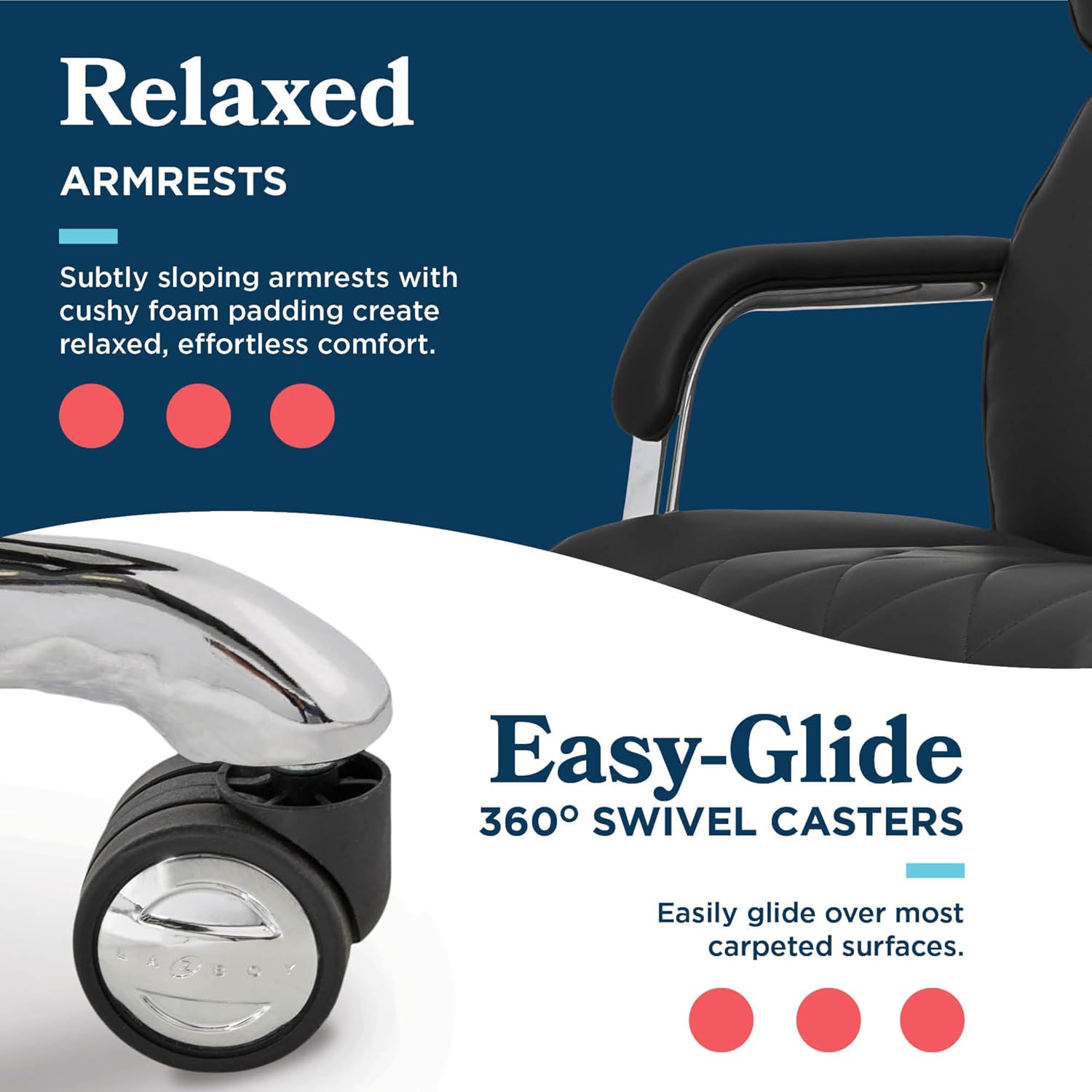 La-Z-Boy Sutherland Ergonomic Faux Leather Swivel Computer and Desk Chair, Black (CHR10048A)