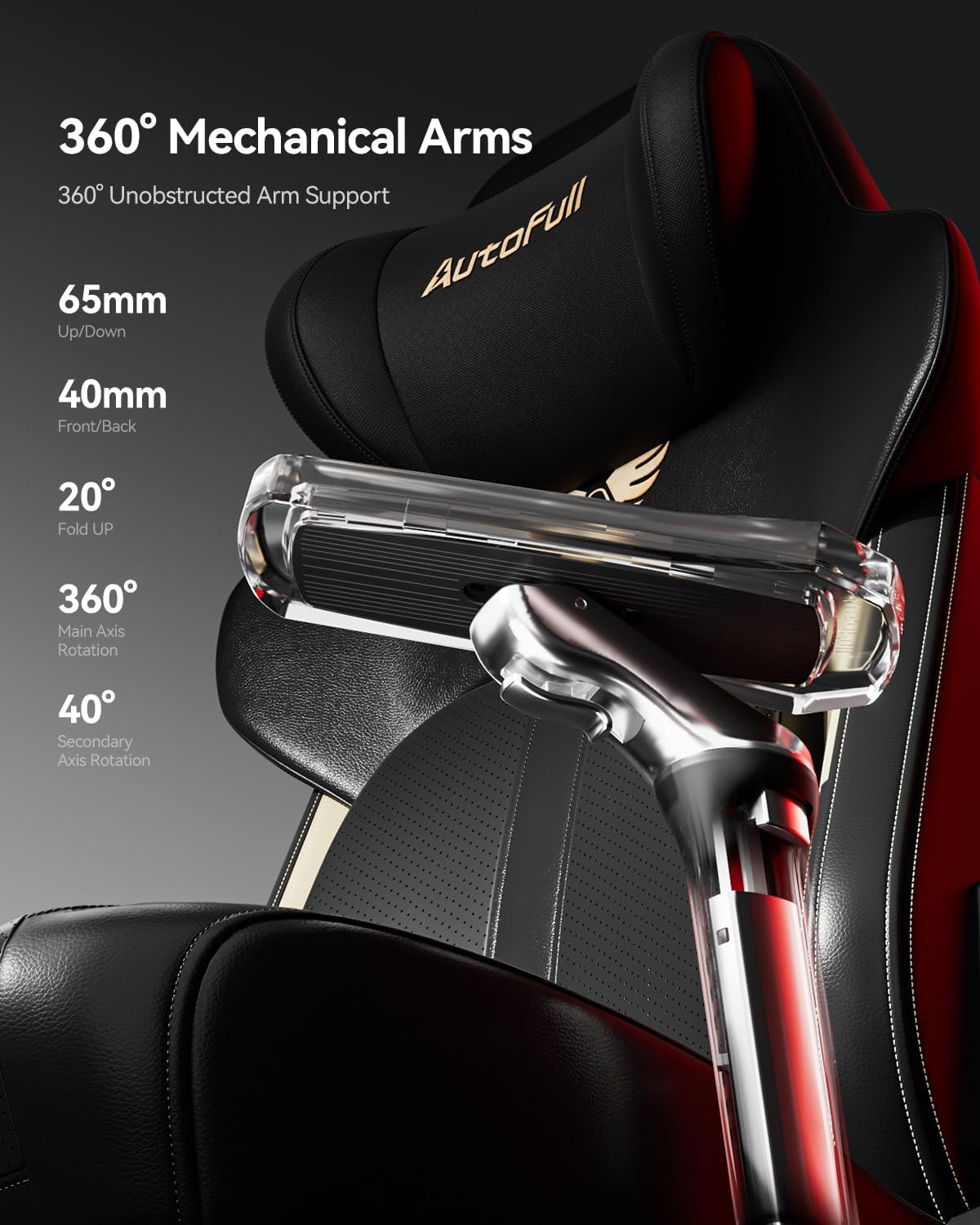AutoFull M6 Ergonomic Gaming Chair – with 3rd-Gen Dynamic Lumbar Support, Lumbar & Leg Massage, Ventilated & Heated Seat, 360° Mechanical Armrests, Retractable Footrest (Black)