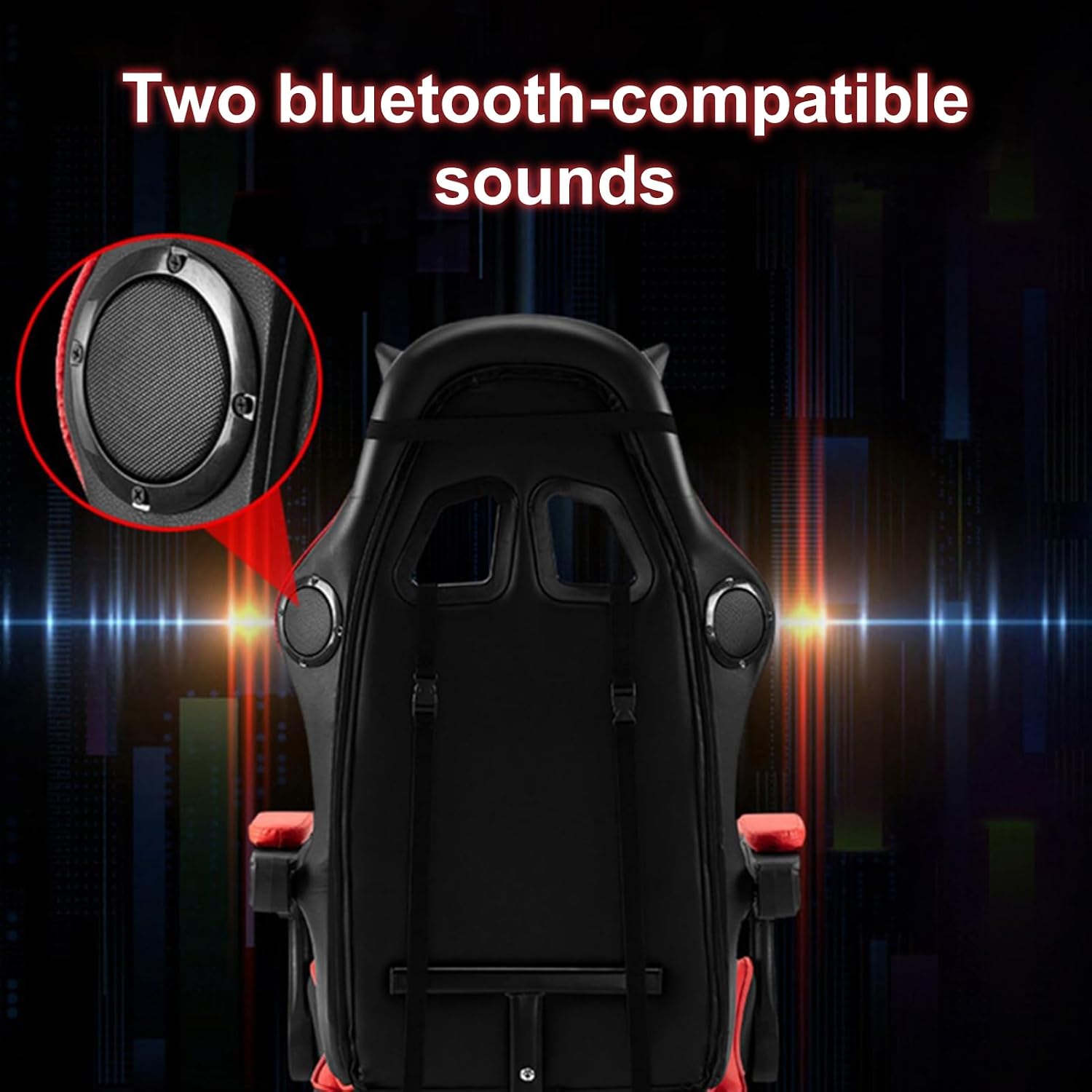 Gaming Chair with Bluetooth Speakers ＆ LED Lights, Ergonomic Massage Computer Chair Height Adjustable, Video Game Chair with 360° Swivel Seat and Headrest, High Back Lumbar Support Design