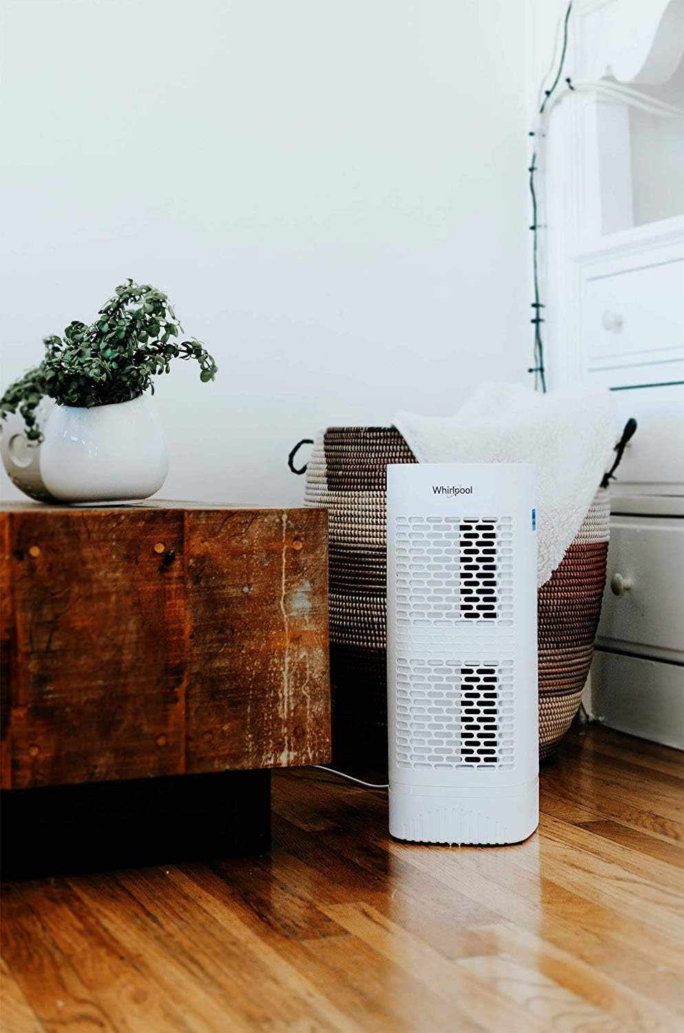 Whirlpool, WPT60P Whispure True Hepa Air Purifier, Activated Carbon Advanced Anti-Bacteria, Ideal for Allergies, Odors, Pet Dander, Mold, Smoke, Wildfire, and Germs, Medium, White