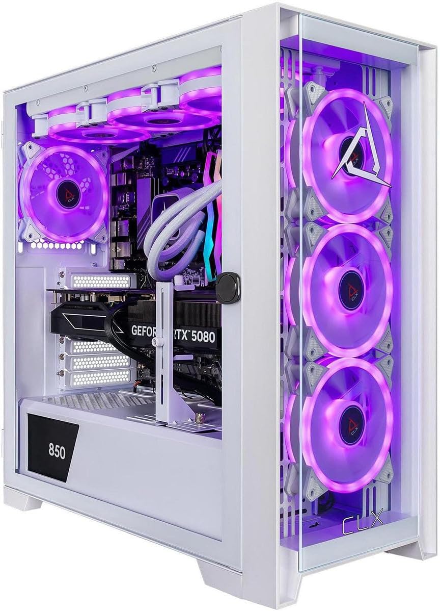 CLX Set Gaming PC - AMD Ryzen 9 9900X 4.4GHz, RTX 5080, 2TB NVMe M.2 SSD, 32GB DDR5 RGB Memory, 360mm AIO, WiFi, Windows 11 Home, White