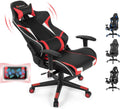 Goplus Gaming Massage Office Chair, High Back PU Leather Adjustable Arms Headrest Ergonomic Reclining Racing Chair, Rolling Swivel Executive Computer Chair