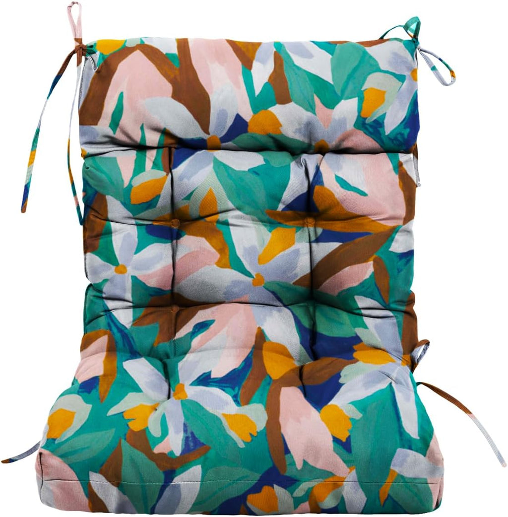 ARTPLAN Outdoor Chair Cushion,Tufted Adirondack Patio Chair Cushion,Wicker High Back Outdoor Seat Cushion,Set of 4,44' L x 21' W x 4' H (4 Pack),Floral