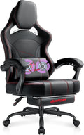 Big and Tall Gaming Chair with Massage and Pocket Spring Cushion,Gamer Chairs for Adults 400lb Weight Capacity, Video Game Chair with Headrest and Lumbar Support (Black)