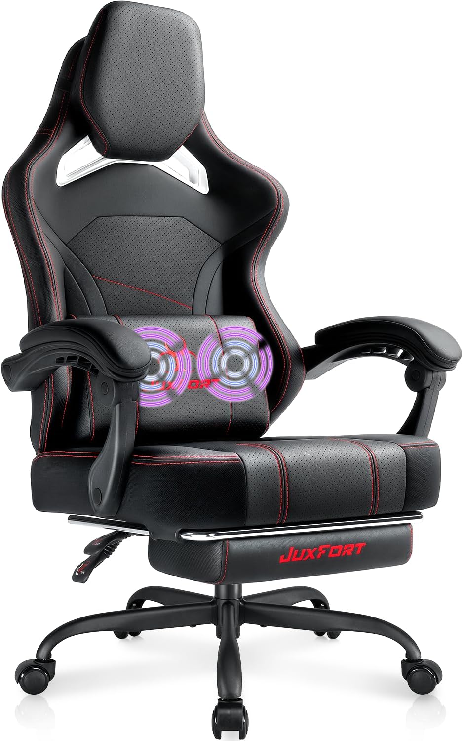 Big and Tall Gaming Chair with Massage and Pocket Spring Cushion,Gamer Chairs for Adults 400lb Weight Capacity, Video Game Chair with Headrest and Lumbar Support (Black)