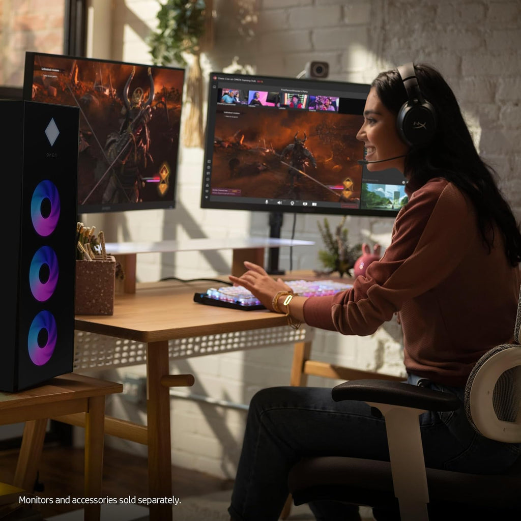 HP OMEN 45L Gaming Desktop, Intel Core Ultra 7 265K, 32 GB RAM, 2TB SSD, NVIDIA GeForce RTX 5080, Windows 11 Pro, Microsoft Copilot, Tempered Glass, GT22-3080 (2025)