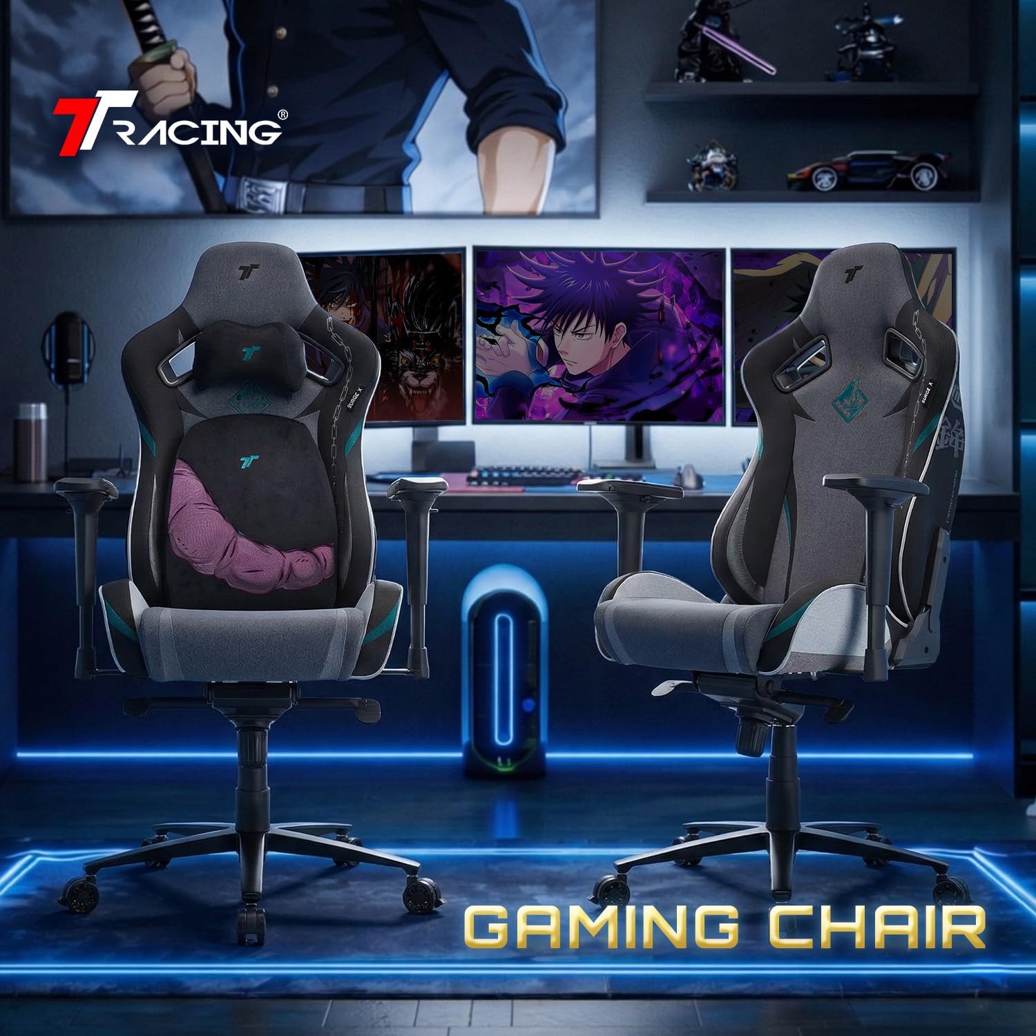 TTRACING Jujutsu Kaisen Toji Gaming Chair, Heavy Duty 440lb Ergonomic Computer Desk Chair with 4D Armrests & 155° Recline, High Back PU Leather Office Chair for Adults, Black