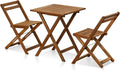 FURINNO Tioman Hardwood Patio Furniture Set C 3 Piece Bistro Set, Natural