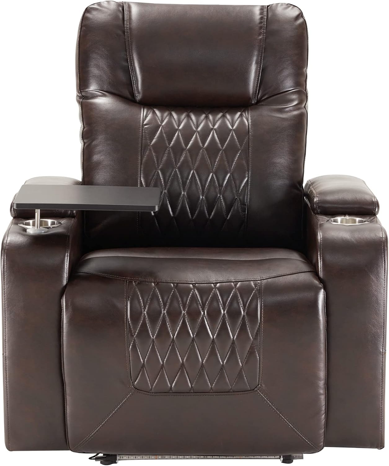 Merax Electric Recliner Chair with USB Charge Port, 360 Swivel Tray Table, Hand in-Arm Storage, and Cup Holders, Ambient Lighting - Ambient Lighting Gaming Recliner Chair Home Theater Seating