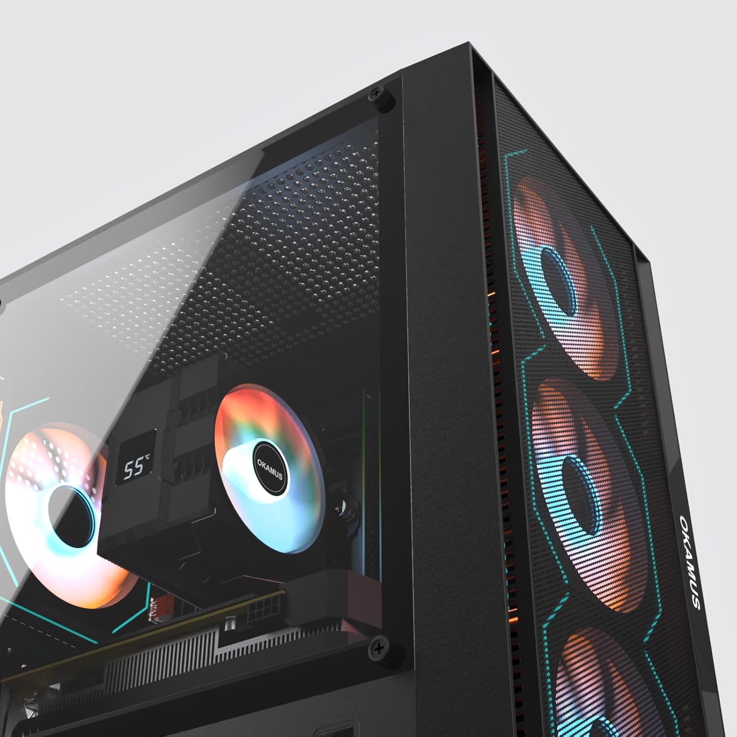 Gaming PC, i7 CPU Up to 4.0GHz, RX 590 2304 SP 8GB DDR5 Graphics Card, 512 GB M.2, 16 GB RAM Pre-Built Computer, ARGB Fans x 4, Win 11 Home，WiFi 6 + BT 5.3, 550W PSU (RX 590+512GB+16GB)