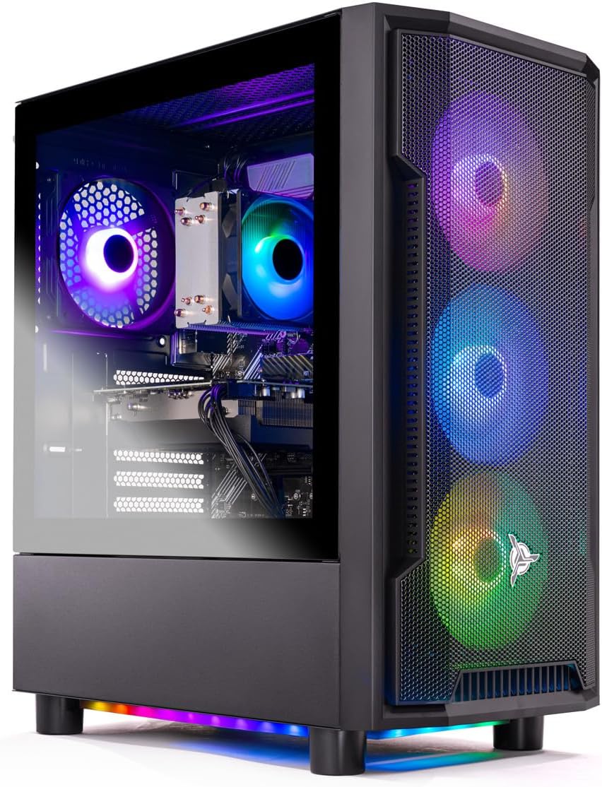 Skytech Gaming Shadow Gaming PC, AMD Ryzen 7 7700X 4.5GHz, NVIDIA RTX 5060, 1TB Gen4 NVMe SSD, 32GB DDR5 RAM 5600, 650W Gold PSU, Wi-Fi, Win 11, Desktop
