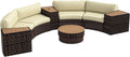 Outsunny 8 Piece Patio Furniture Set with 4 Rattan Sofa Chairs & 4 Tables, Outdoor Conversation Set with Storage & Umbrella Hole for Backyard, Lawn and Pool, Mixed Brown