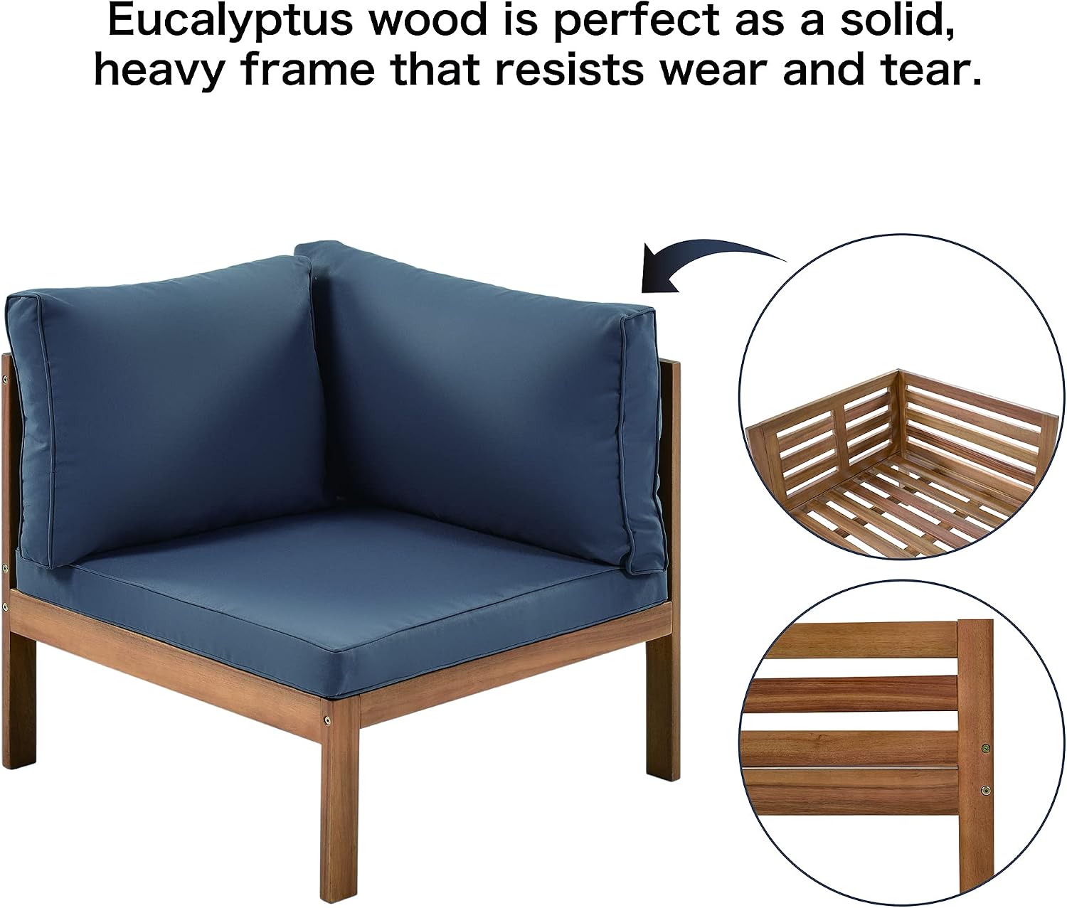 4 Piece Outdoor Patio Furniture Set, Acacia Wood Sectional Sofa wSeat Cushions, Patio Sectional Conversation Seat with Couches and Coffee Table