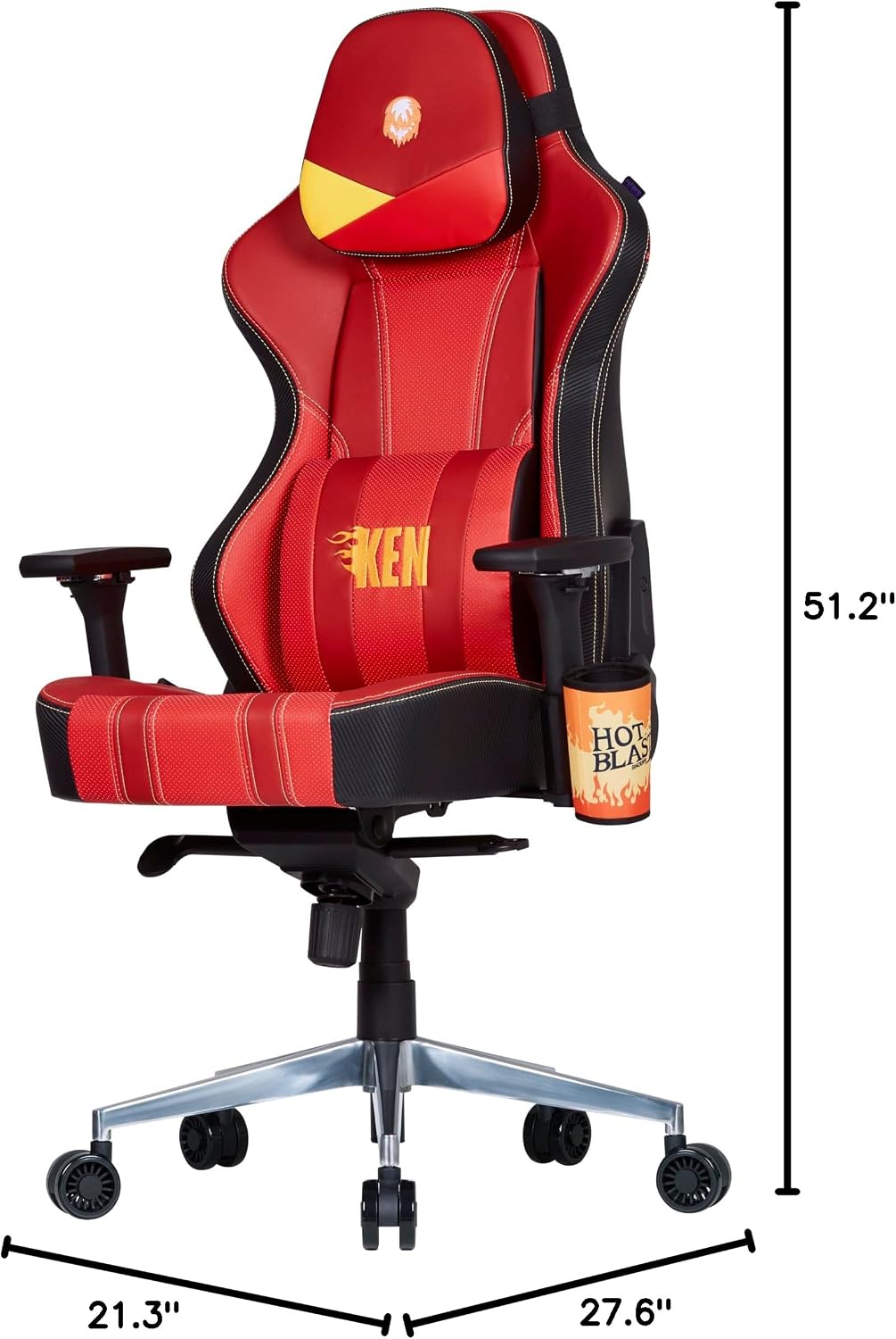 Cooler Master Caliber X2 Street Fighter 6 Ken Edition Ergonomic Gaming Chair, 360° Swivel, 180 Reclining, Lumbar Support, High Density Foam Cushions, Adjustable Gas Lift for PC Game | Office