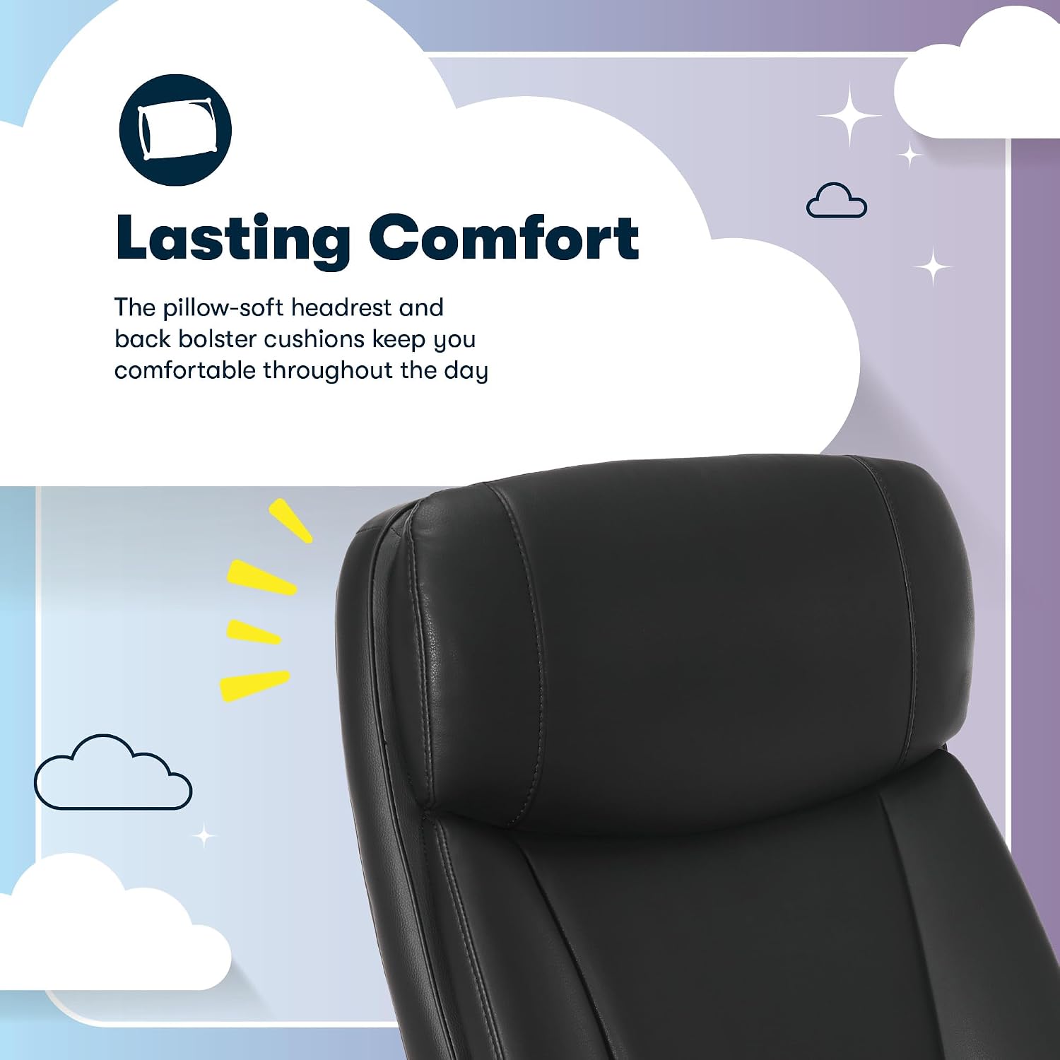 Serta Torrington Big & Tall Office Chair, with Flip-Up Padded Armrests, Ultra-Comfortable ComfortCoils Seat Cushion Technology, Modern Executive Premium PU Desk Chair, Black