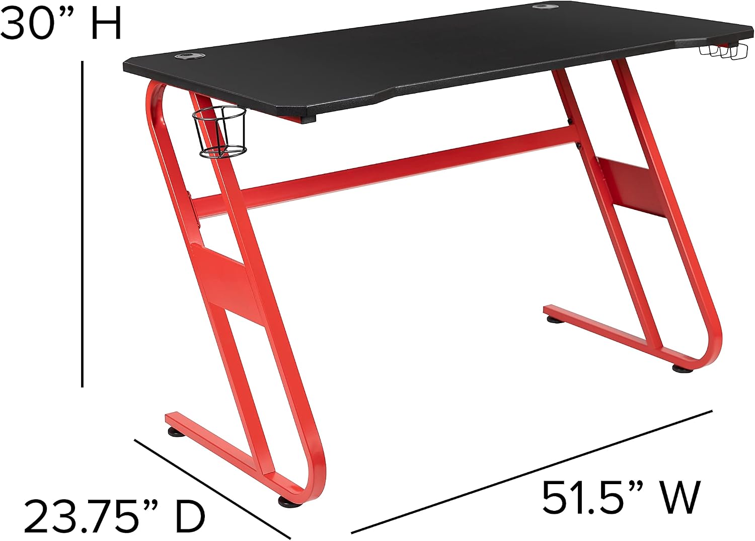 Flash Furniture Red Gaming Desk and Black Footrest Reclining Gaming Chair Set with Cup Holder and Headphone Hook
