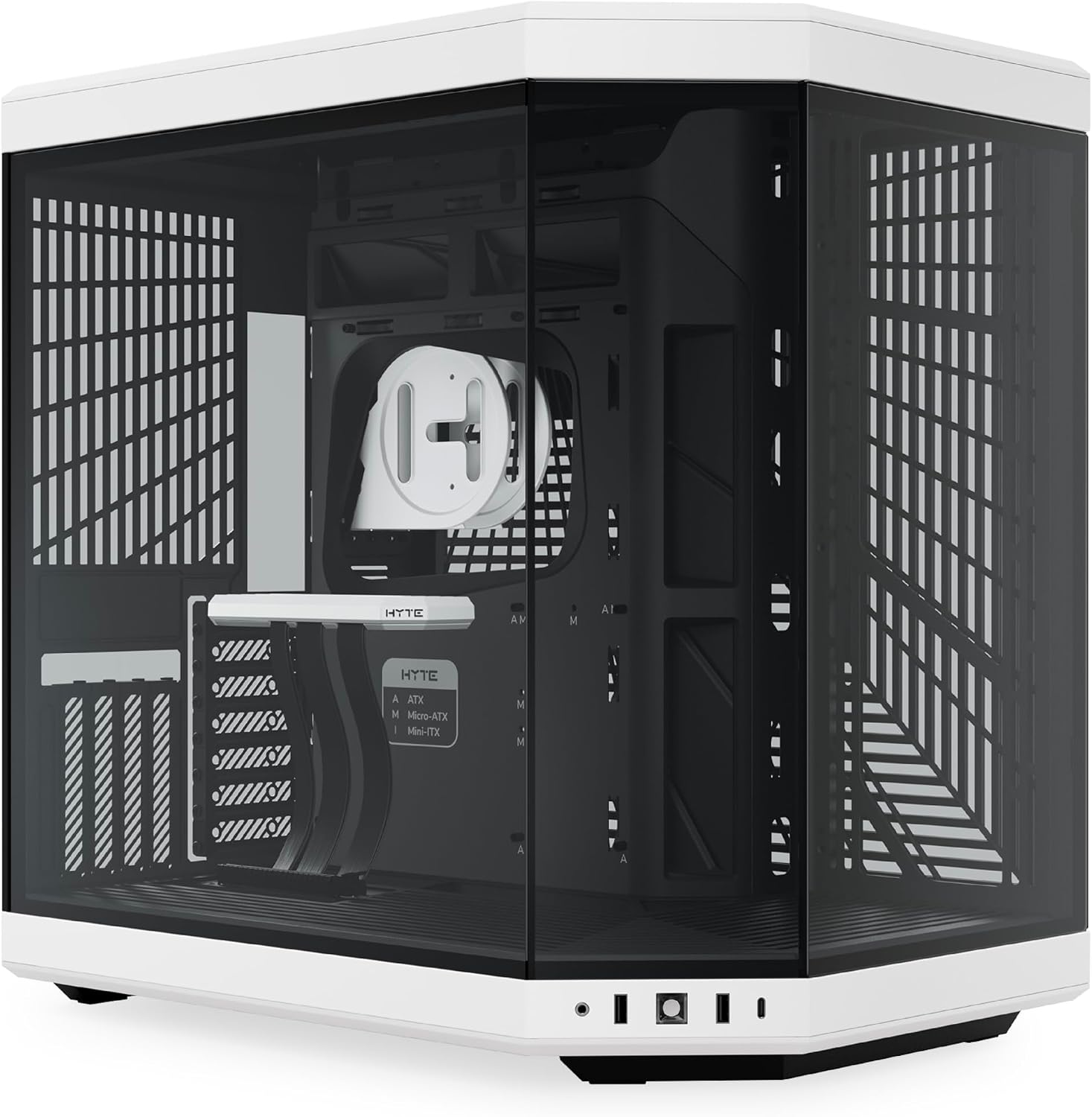 Hyte Y70 Upgraded Modern Aesthetic Dual Chamber Panoramic Tempered Glass Mid-Tower ATX Computer Gaming Case with PCIE 4.0 Riser Cable Included, White (CS-HYTE-Y70-BW)