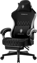 Dowinx Fabric Gaming Chair, Computer Office Chair with Pocket Spring Cushions and Lumbar Support, Ergonomic Massage Gaming Chairs with Footrest for Big and Tall, Black