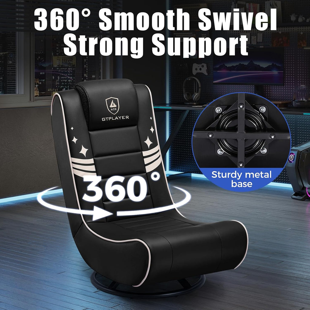 GTPLAYER Floor Gaming Chair Foldable Swivel Floor Chairs for Kids Boys Comfy Video Game Seat with 360° Multipurpose for Gamers, Bedroom or Game Room (Gold Star Pattern)