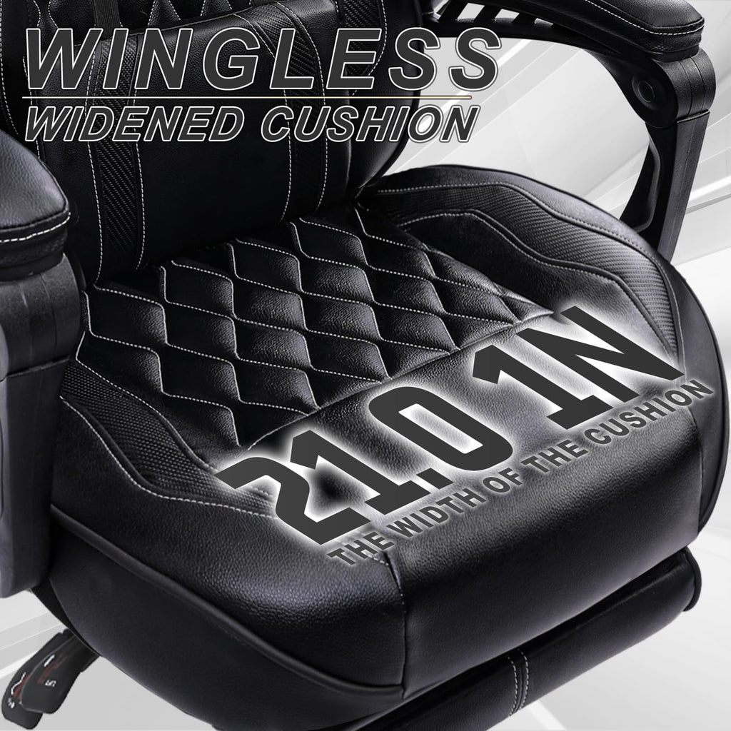 Vonesse Gaming Chair, Computer Office Chair with Footrest, Reclining Gaming Chairs for Adults, Big and Tall Ergonomic Gaming Chair with Lumbar Support and Massage (Black)