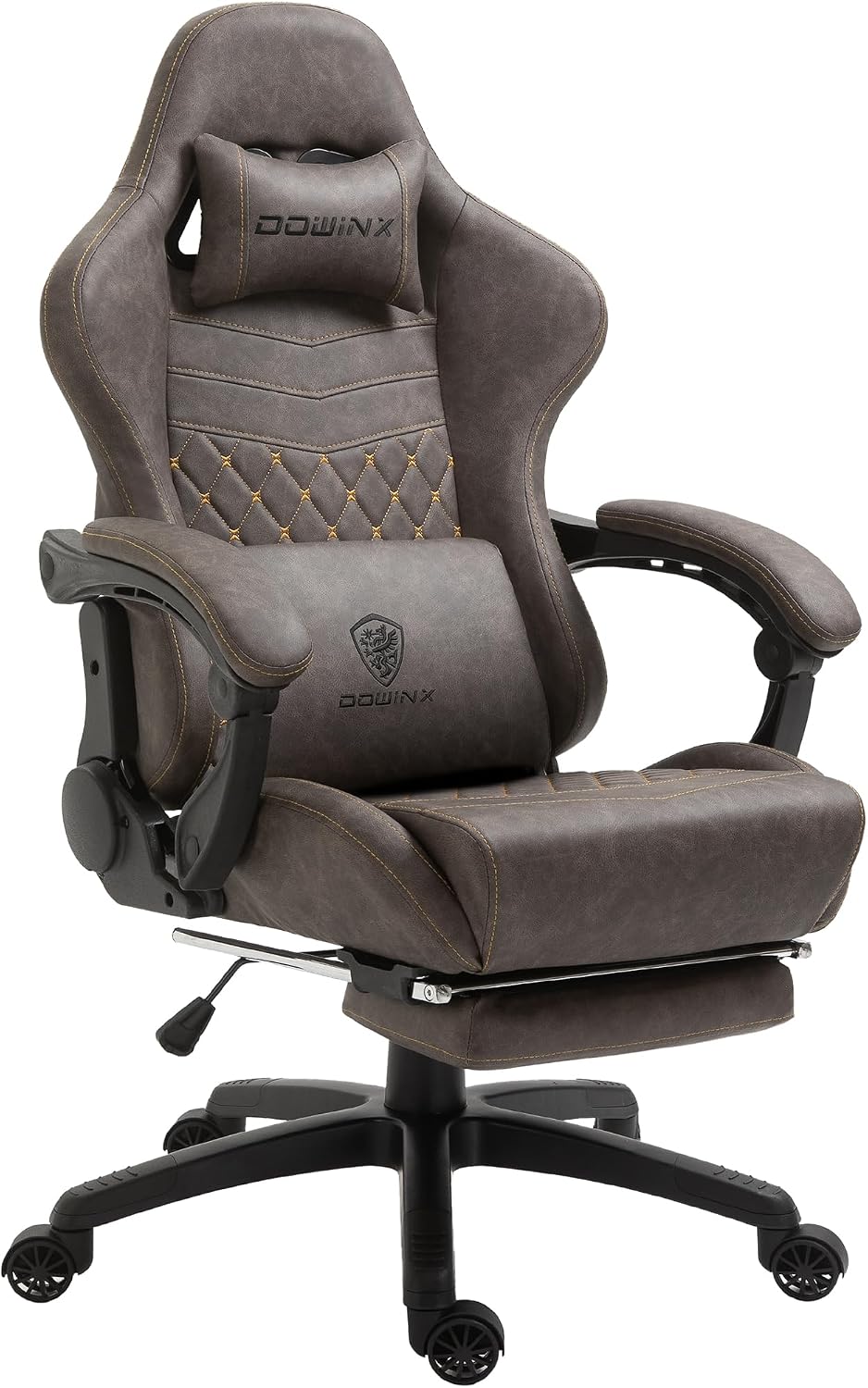 Dowinx Gaming Chair Big and Tall, Ergonomic PC Gaming Chair with Footrest & Massage, Racing Style Reclining Computer Chair for Adults, 400LBS Capacity - Heavy Duty Gamer Chair (Brown)