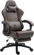 Dowinx Gaming Chair Big and Tall, Ergonomic PC Gaming Chair with Footrest & Massage, Racing Style Reclining Computer Chair for Adults, 400LBS Capacity - Heavy Duty Gamer Chair (Brown)