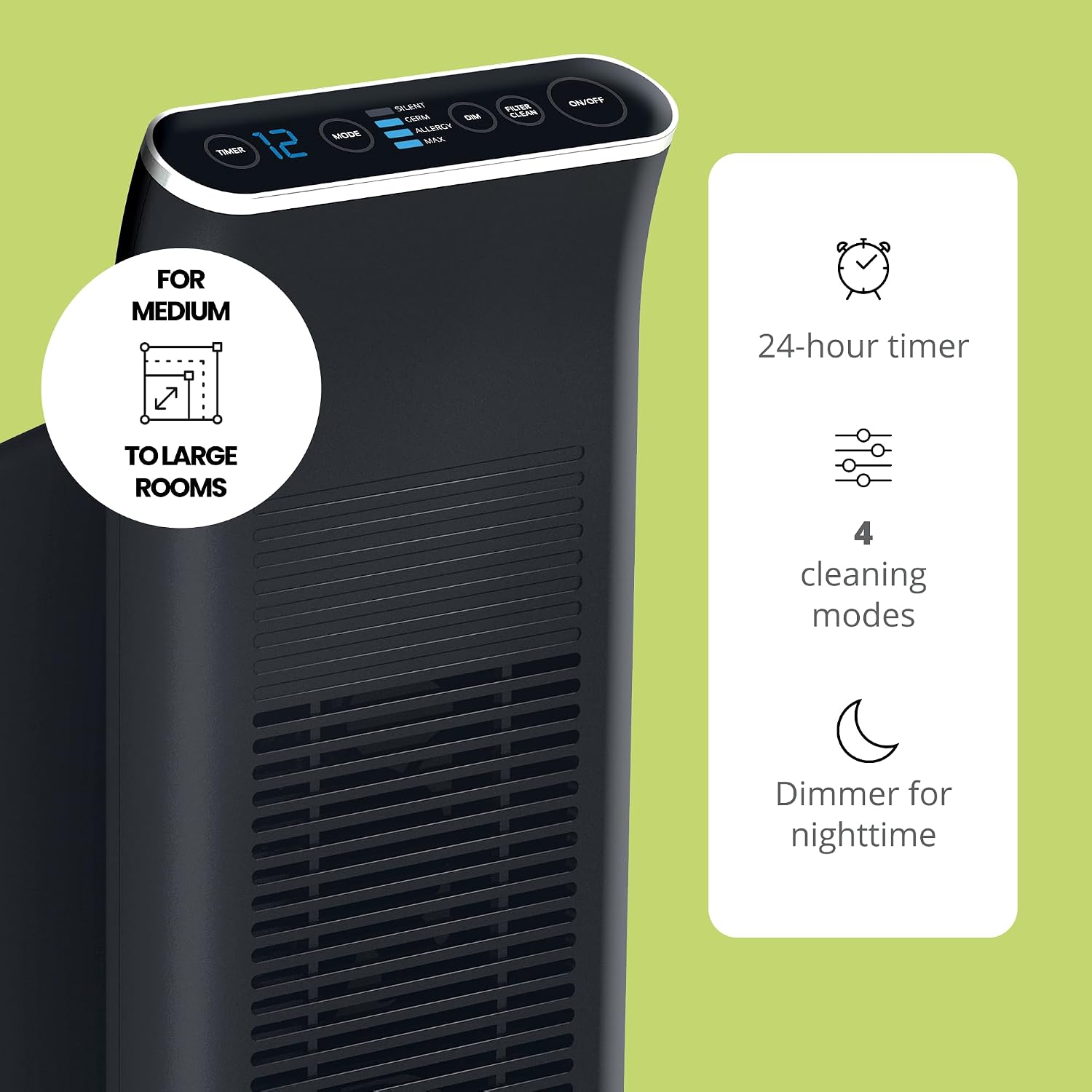 Ionic Pro Platinum (TA750) Air Purifier Tower, Never Replace Filters, Quiet Negative Ion Technology, Cleans Rooms Up to 800 sq ft