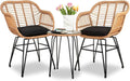3 Piece Outdoor Wicker Furniture Bistro Set, Rattan Chairs Conversation Sets Wicker Patio Furniture for Balcony Poolside Backyard, Black
