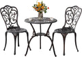 Outdoor Bistro Set 3 Piece Patio Bistro Set with Umbrella Hole, Weather Resistant Bistro Table and Chairs Set of 2 for Porch Garden, Bronze
