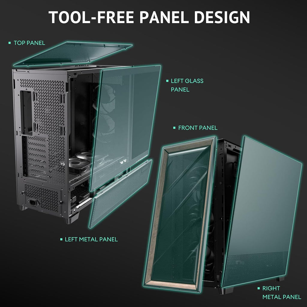 Antec Flux Pro, 6 x PWM Fans Included, High-Airflow Front Panel with Walnut Wood, iShift PSU 90° Mount, USB3.0 x 2, Type-C, 420mm Radiator Support, Temp. Display, Full-Tower E-ATX PC Case