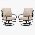 PHI VILLA Patio Furniture Chair Set for 2, Deluxe Outdoor Conversation Set with 2 Swivel Padded Sofa Chair, Full Metal with 5.8' Cushion for Deck, Lawn, Garden