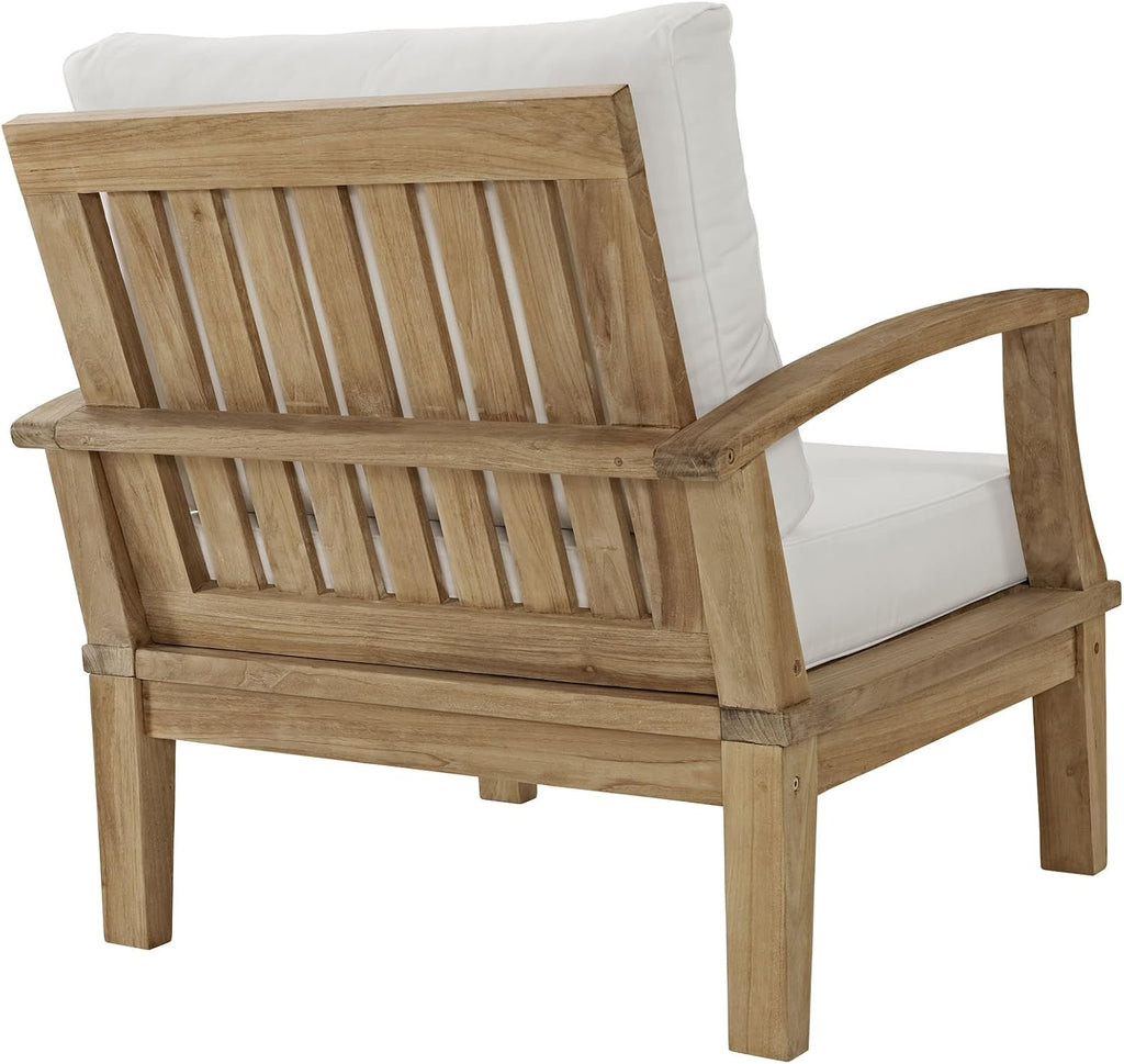 Modway 3-Piece Marina Outdoor Patio Teak Sofa Set, Natural White