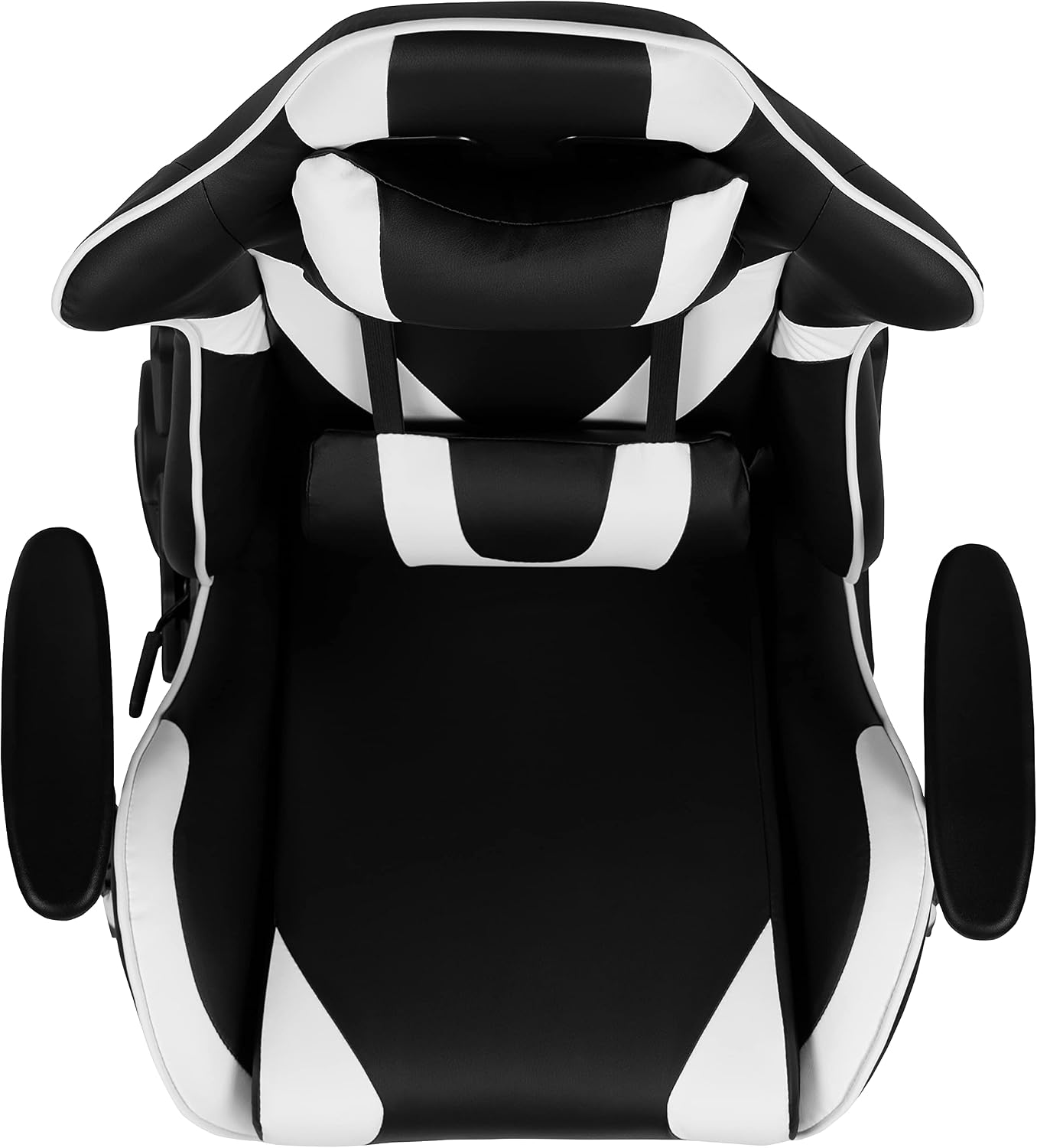 Flash Furniture X20 Fully Reclining LeatherSoft Racing Style Gaming Chair with Headrest, Lumbar Pillows, Ergonomic Swivel Computer Chair, Black/White